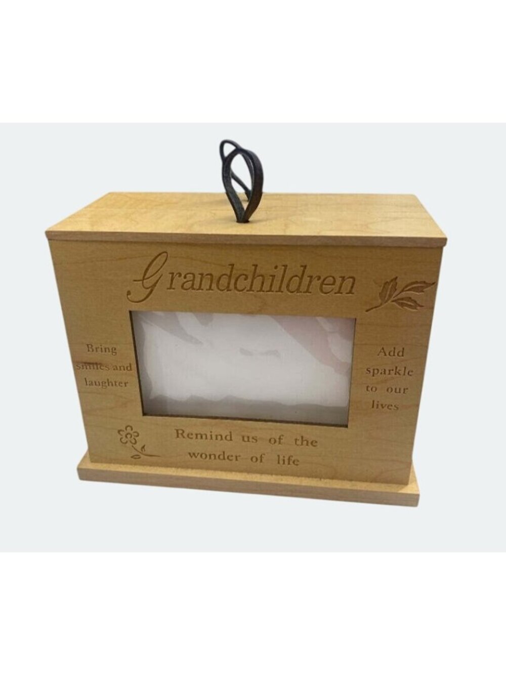 Wooden Grandchildren Picture Album Storage Box Frame Engraved Sentiments